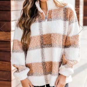 Pink Lily 1/4 Zip Sherpa NWT